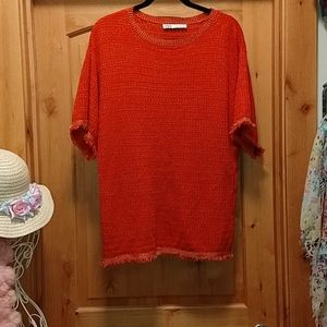 Zara orange and gold short sleeve sweater